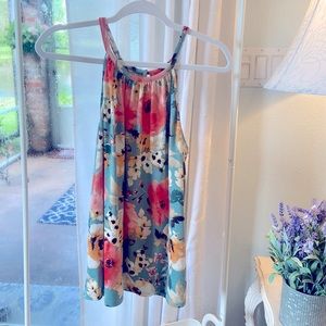 Mint Floral print halter tank